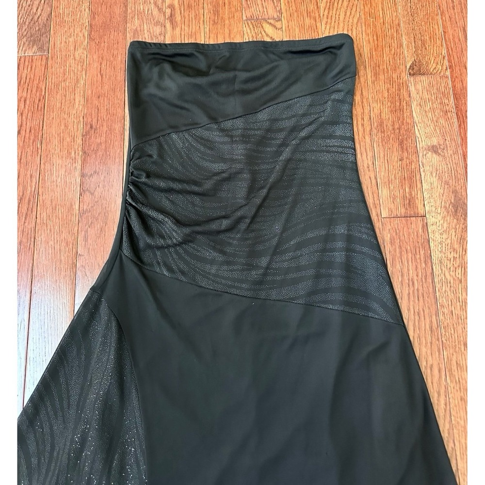 Forever 21 Black Strapless Glitter Unique Pattern Asymmetrical Cocktail Dress - Picture 9 of 11